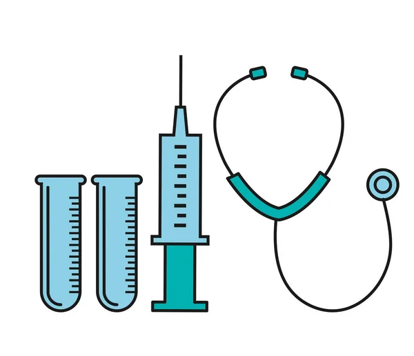 Stetoscope şırınga ve tüp tıbbi donatımı — Stok Vektör