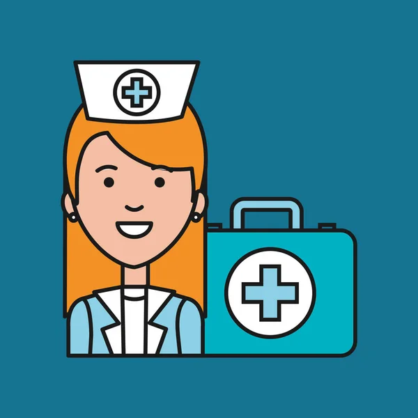 Zdravotní sestra zdravotník opatrně případ první pomoci — Stockový vektor