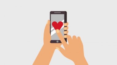 Mobil ve basarak kalp el tutar