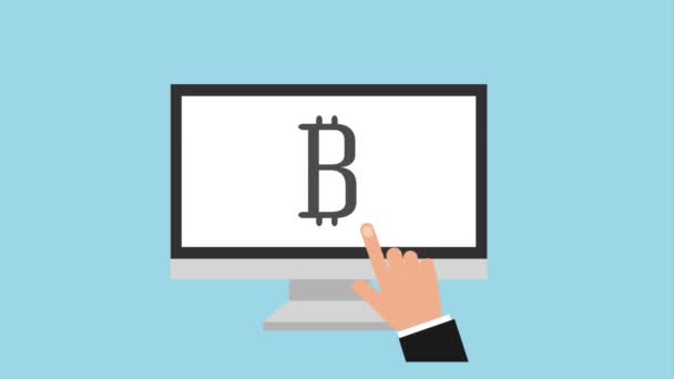 Bitcoin criptomoeda animação digital — Vídeo de Stock