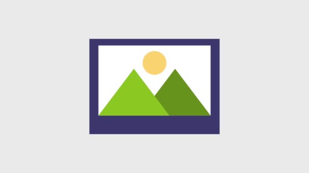 Fotografia di montagne e icone del sole — Video Stock