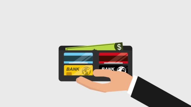 portefeuille à main avec dollars 