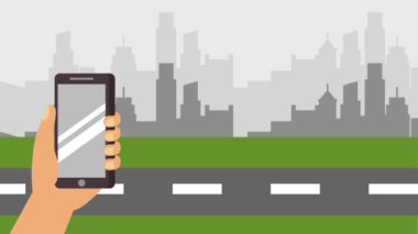 Smartphone işaretçi tutan el