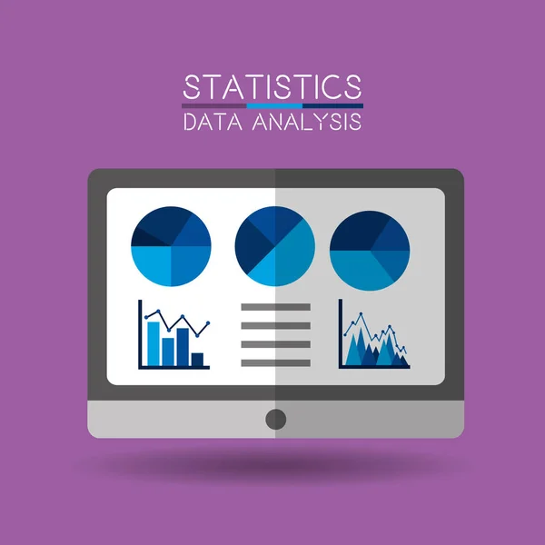 Información financiera portátil con análisis de datos estadísticos — Archivo Imágenes Vectoriales