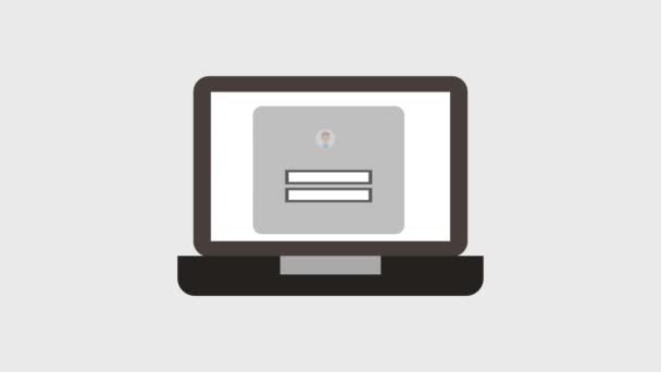 Logowanie na urządzeniu z ekranem laptopa — Wideo stockowe