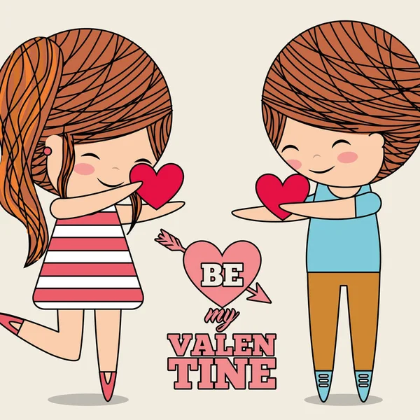 Να μου valentine ζευγάρι δίνοντας την καρδιά δώρο αγάπης — Διανυσματικό Αρχείο