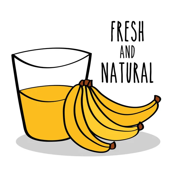 Frukt bananer och juice fräsch och naturlig — Stock vektor