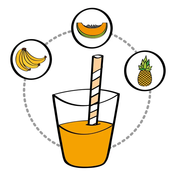 Świeże smoothie sok pić owoce banan ananas papaja — Wektor stockowy