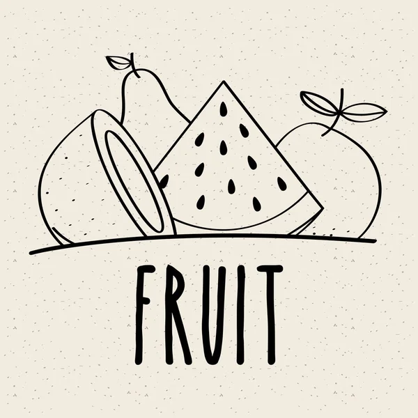 Obst frische natürliche Nahrung Ernährung gesunde Doodle-Design — Stockvektor