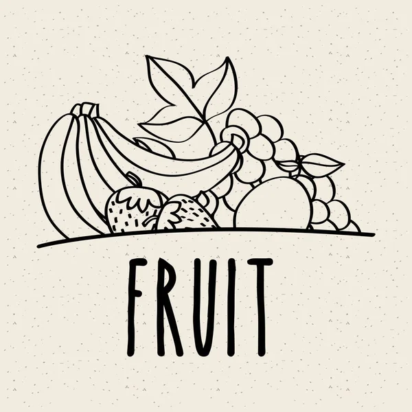 Frutta fresco cibo naturale nutrizione sano design doodle — Vettoriale Stock