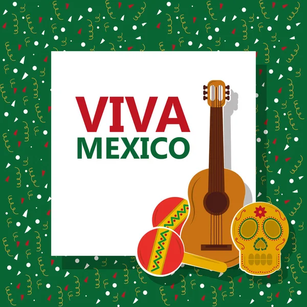 Viva tarjeta tradicional mexicana — Vector de stock