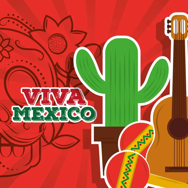 Viva mexico carte traditionnelle — Image vectorielle