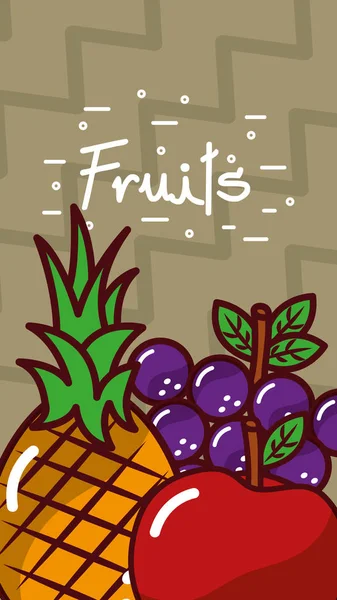 Banners de frutas nutrição fresca e natural — Vetor de Stock