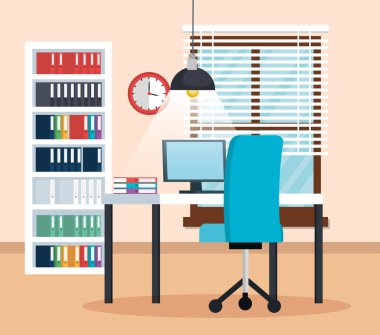 ofis işyeri sahne simgeler