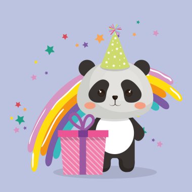 sevimli ayı panda hediye kawaii doğum günü kartı ile