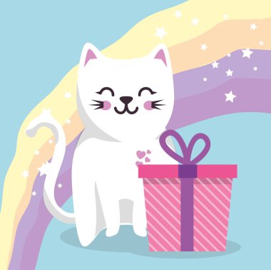 şirin kedi hediye tatlı kawaii karakter doğum günü kartı ile