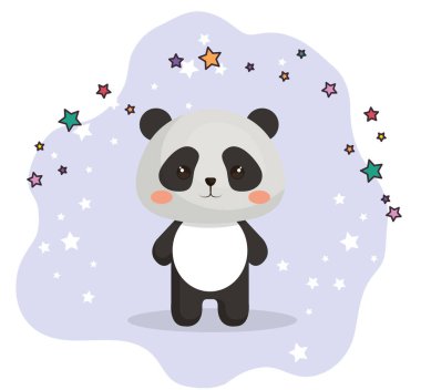 sevimli ayı panda kawaii doğum günü kartı