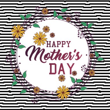 Çiçekli mutlu anneler günü kartı.