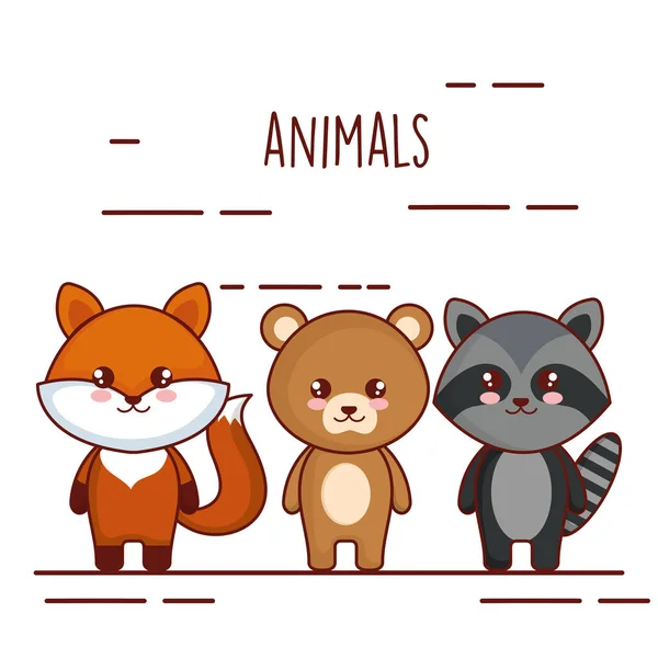 Animales lindos y pequeños personajes — Vector de stock