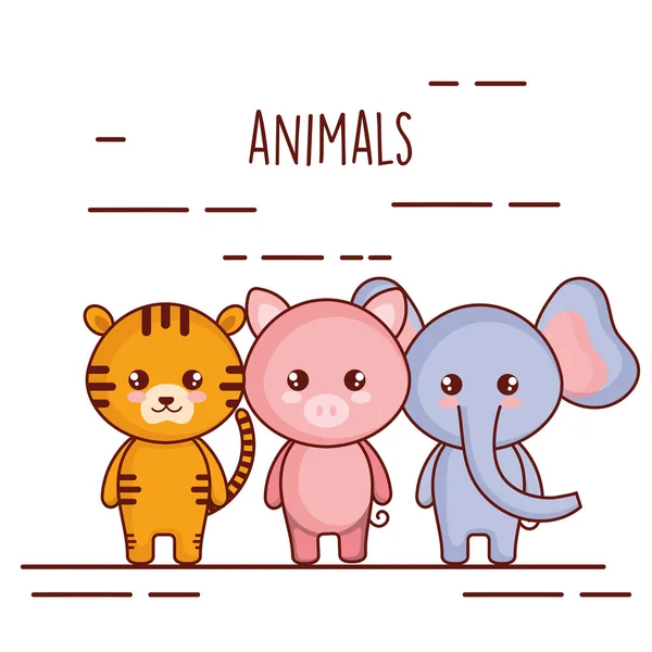 Cute and little animals characters — Stock Vector