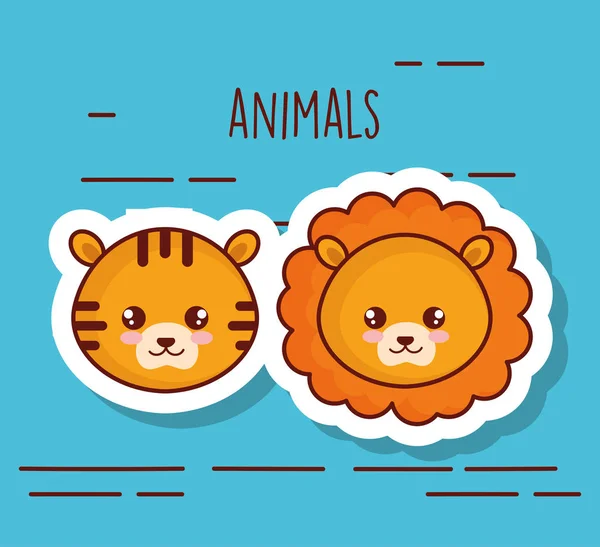 Personnages mignons et petits animaux — Image vectorielle