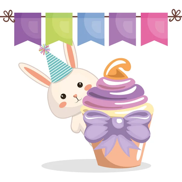 Cupcake sucré et délicieux avec lapin — Image vectorielle