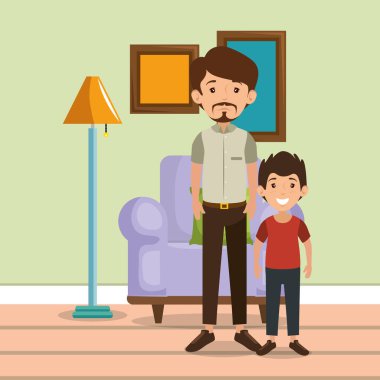 oturma odası sahnesinde aile anne