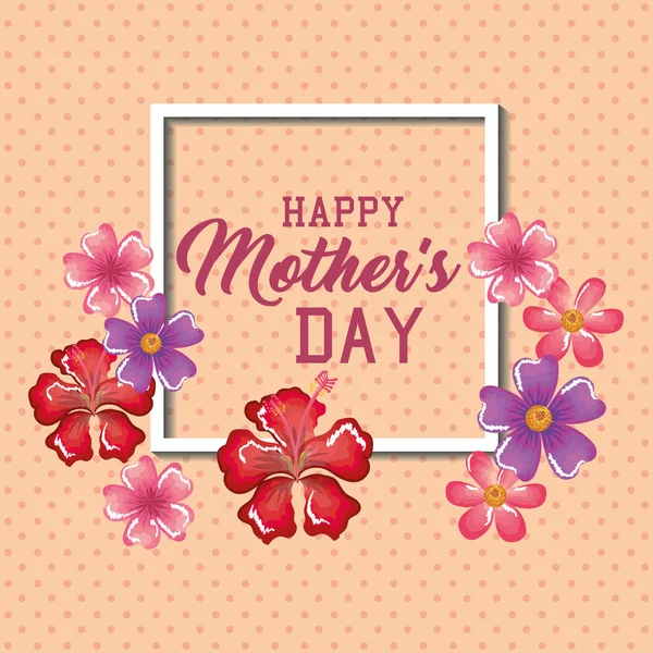 Tarjeta de día feliz de las madres con decoración floral — Archivo Imágenes Vectoriales