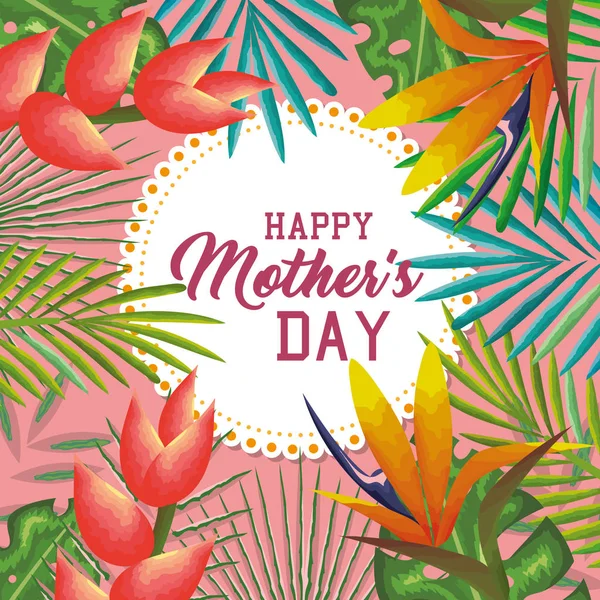Glückliche Muttertagskarte mit Blumenschmuck — Stockvektor