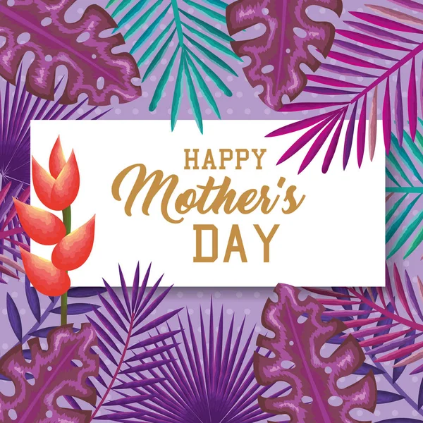 Gelukkige moeders dagkaart met bloemen decoratie — Stockvector