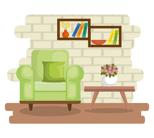 Elegantní obývací pokoj scéna — Stockový vektor