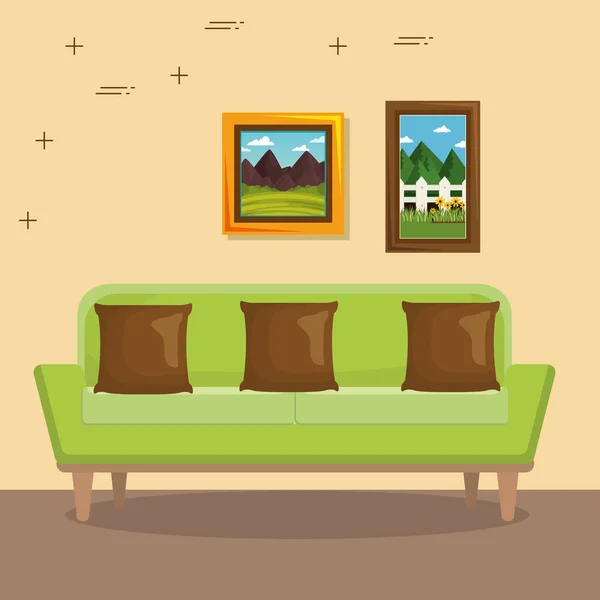Elegantní obývací pokoj scéna — Stockový vektor