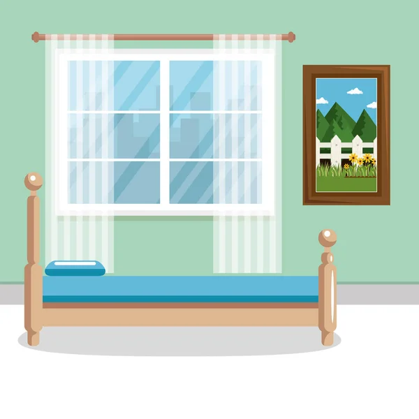 Elegante escena dormitorio clásico — Vector de stock