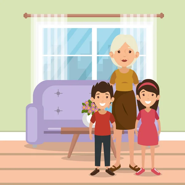 Сім'я батьків у вітальні сцена — стоковий вектор