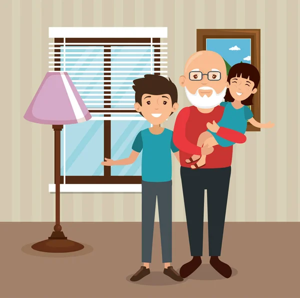 Famille parents dans maison place scène — Image vectorielle