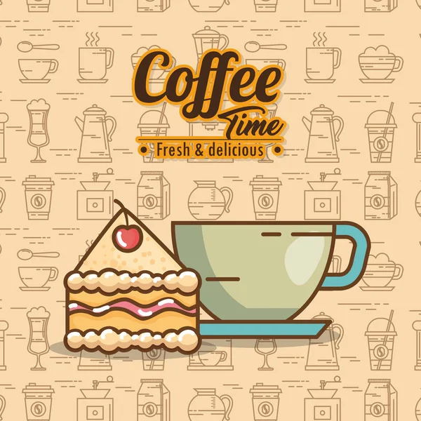 Deliciosos elementos de tempo de café — Vetor de Stock