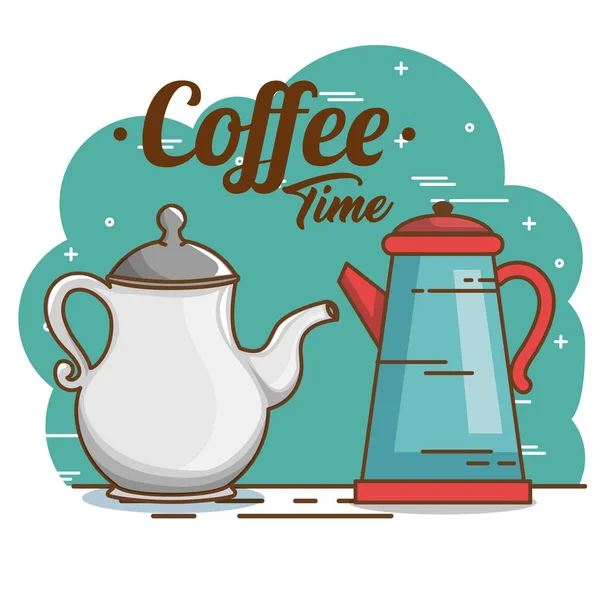 Вкусные элементы кофе время — стоковый вектор