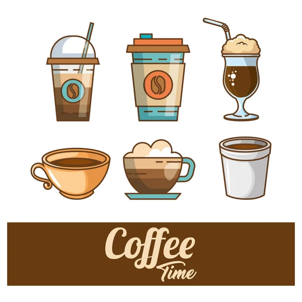 Deliciosos elementos de tiempo café — Archivo Imágenes Vectoriales