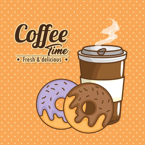 맛 있는 커피 시간 요소 — 스톡 벡터