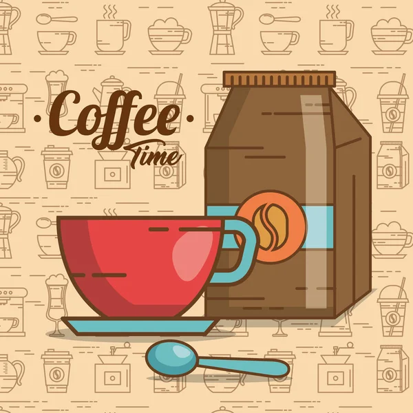 Deliciosos elementos de tiempo café — Vector de stock