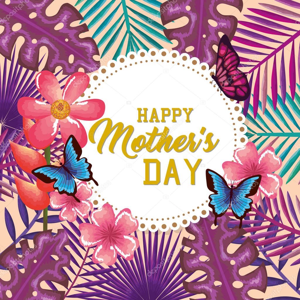 happy mothers day card with floral decoration