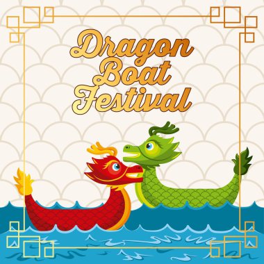 red and green dragon boat festivel chinese clipart