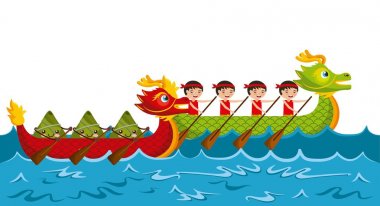 cartoon rowing team chinese rice dumpling festival clipart