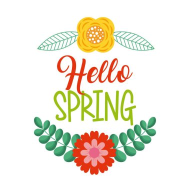 Merhaba bahar çiçek dekorasyon kart kutlama