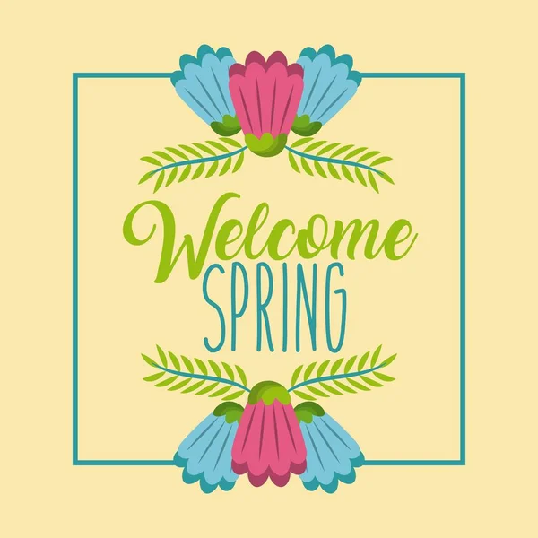 Willkommen Frühling Plakat Feier Saison Zeit — Stockvektor