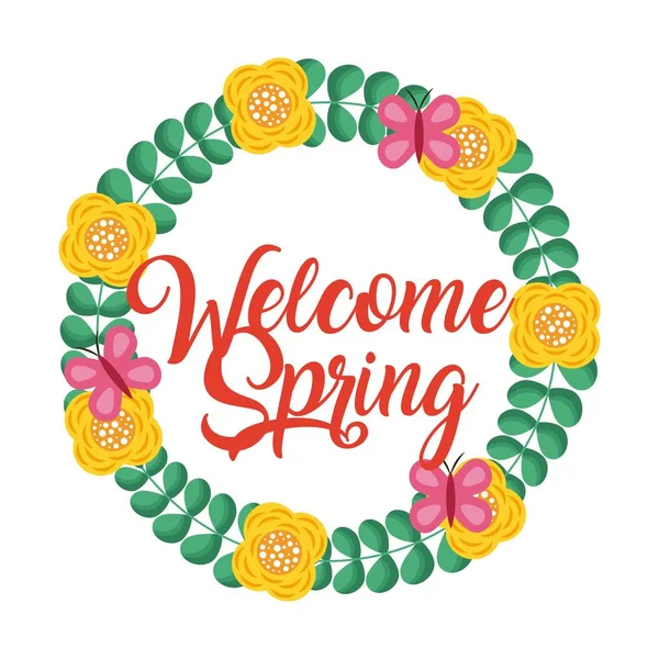 Couronne florale printemps de bienvenue décoratif — Image vectorielle