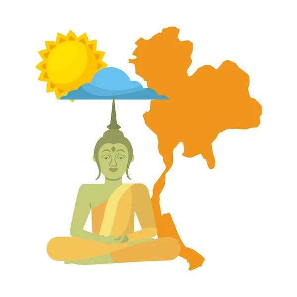 thailand buddha map sun cloud