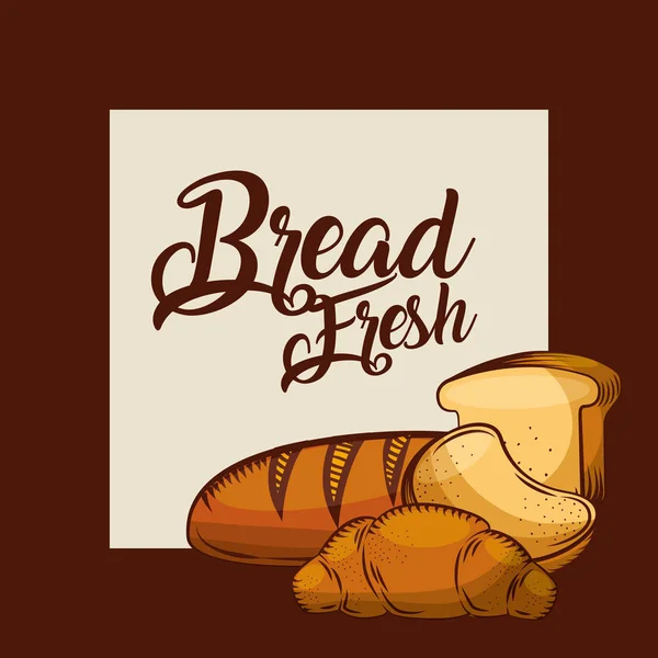 Panes pan tostado fresco croissant panadería cartel — Archivo Imágenes Vectoriales