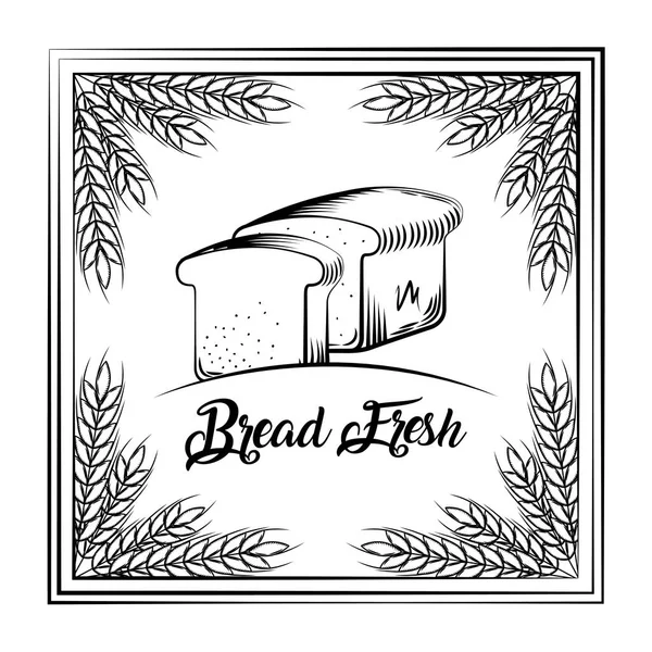 Pão fresco vintage fatia torradas armação trigo decoração — Vetor de Stock