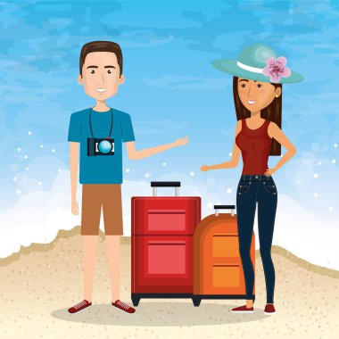 Çift karakter sahilde